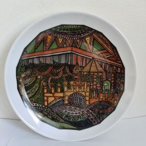 Vintage 70s Jacob Malka Porcelain Decorative Plate "My Jerusalem"